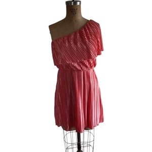 Arden B Pink One Shoulder Pleated Dress